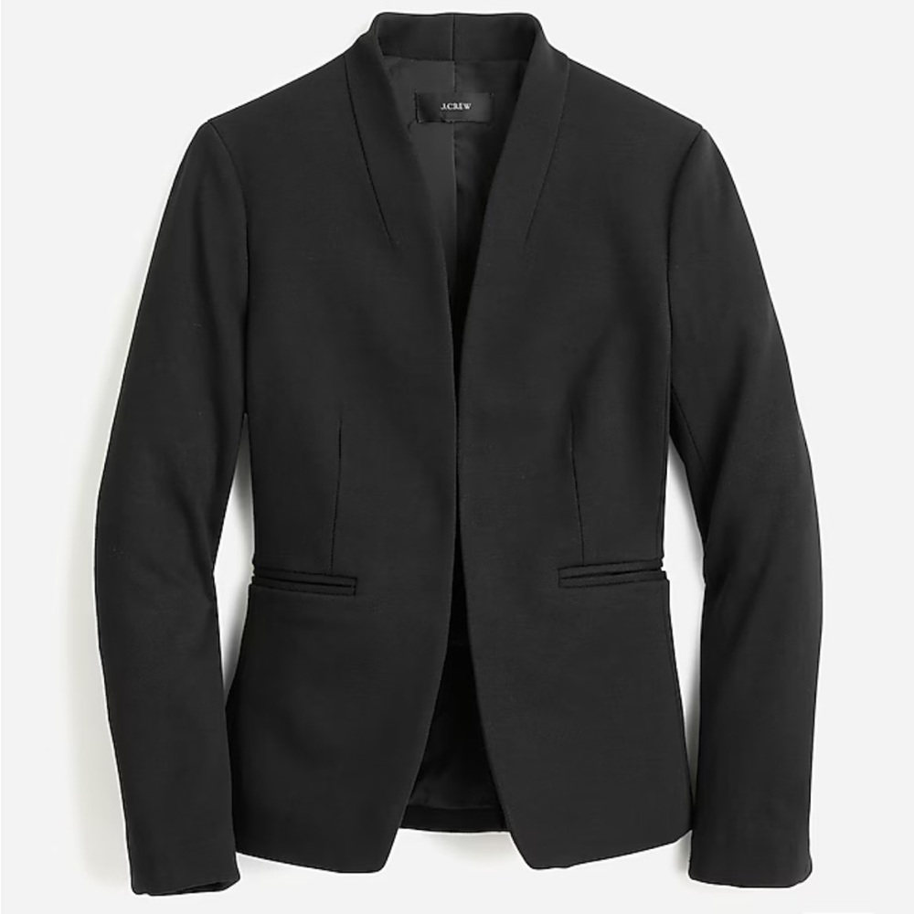 J. Crew Collarless Open Front Blazer Suit Jacket 3/4 Sleeves Petite